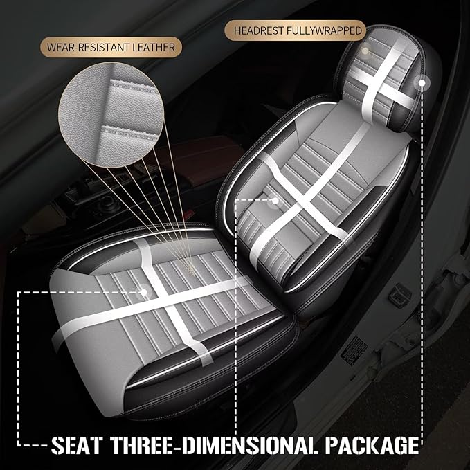 TTX LIGHTING 2 Front Car Seat Covers Custom Fit for Kia Sportage 2009-2026 Seat Covers Cushion Faux Leather Compatible with Airbag(only Front seat,Gray)