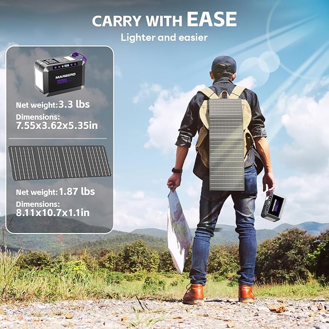 MARBERO 172Wh Solar Generator with 40W Solar Panel, Portable Power Station 200W, Camping, Outdoor, Hiking, Fishing, Emergency
