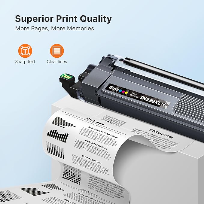 E-Z Ink Compatible TN229XL Toner Cartridges Replacement for Brother TN229XL TN-229XL TN229 XL to use with MFC-L3720CDW MFC-L3780CDW HL-L3220CDW HL-L3280CDW HL-L3300CDW Printer (TN229XLBK/C/M/Y-4 Pack)
