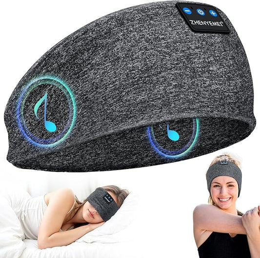 Sleep Headphones Wireless Bluetooth 5.4 Headband, Sports Earphones Sleep Earbuds with HD Stereo Speaker Microphone for Workout Jogging Yoga Insomnia Air Travel Meditation Unique Gifts Gray