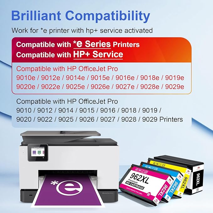 Toner Kingdom 962XL Remanufactured Ink Cartridges, High Yield, 4-Color Combo Pack, Compatible with OfficeJet Pro 9015e, 9015, 9010, 9018e, 9025e Series Printers