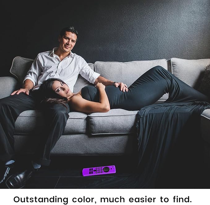 Silicone Remote Cover Replacement for Smart Voice Remote 3rd Gen. 4K Max, Shockproof Case Skin with Lanyard for HD Streaming Devices, Purple