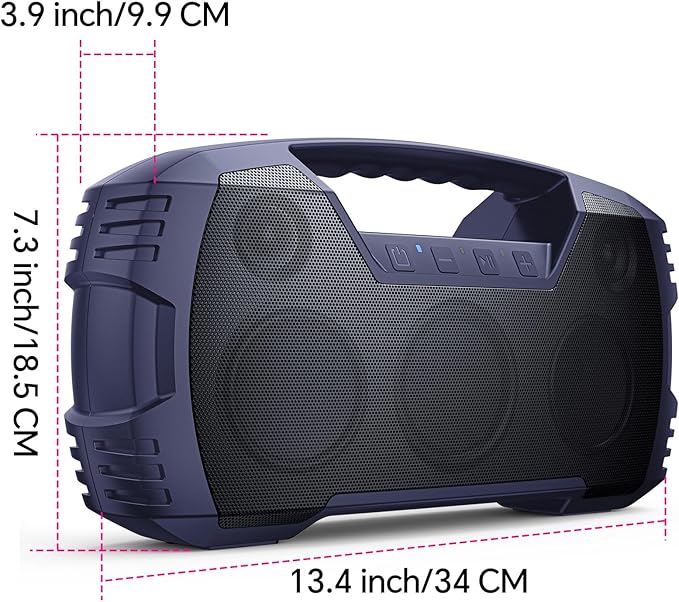 Houl Zallee IPX7 Waterproof Bluetooth Speaker, 40W Portable Wireless Speakers, 32H Playtime, Stereo Loud Sound, Deep Bass, Bluetooth 5.0, Built-in Mic, for Party/Camping/Pool/Gifts, Beach-Navy Blue