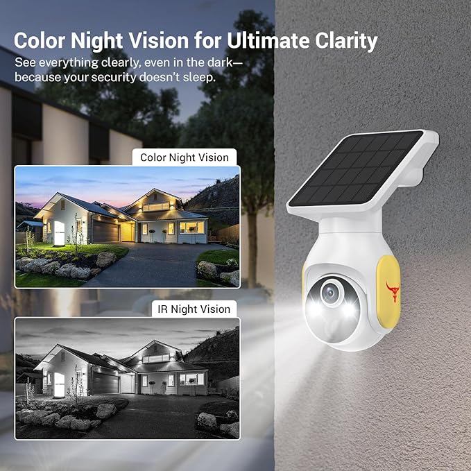 Solar-Powered 1080p WiFi Battery Camera, Security Cameras Wireless Outdoor for Home Surveillance, AI Human Detection, Color Night Vision, Cloud Storage (4G)