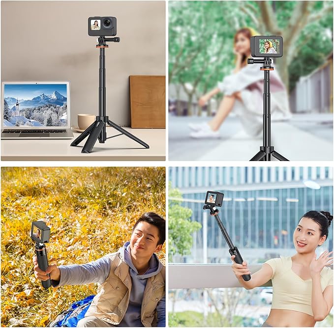 VRIG TP-08 20.1" Mini Extendable GoPro Tripod Portable Selfie Stick Tripod Camera Tripod for GoPro Max Hero 11 10 9 8 7 6 5 4 3 3+ 2 1 Session