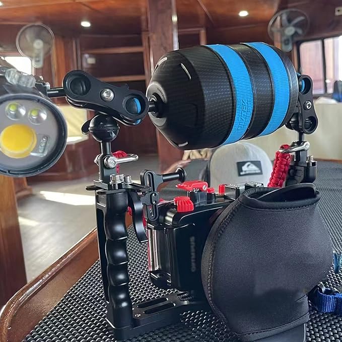 Buoyancy Float Arm,DIVTEK Dive Bracket with Nauticam Bayonet Mount Improved Lightweight for Underwater Camera Tray Scuba Dive Video Lights Arms