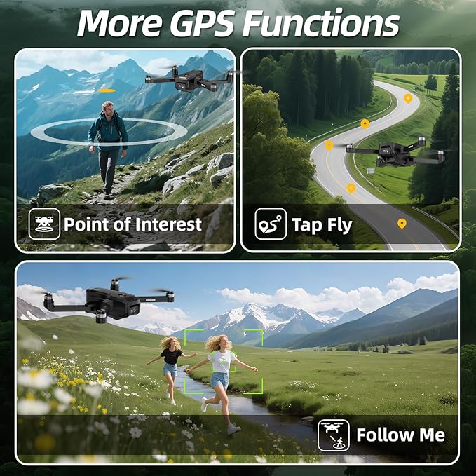 GPS Drone with 1080P Camera, 4.5" FPV Screen, 5GHz Transmission Foldable Drone with Brushless Motor, Auto Return Follow Me & 32G SD Card, Gesture Control, Optical Flow for Adults/Kids/Beginners