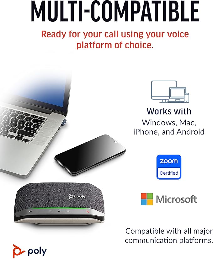 Poly Sync 20+ Personal Portable Bluetooth Speakerphone (Plantronics) - Noise/Echo Reduction - USB-C Bluetooth Adapter - Works w/Teams, Zoom, PC, Mac, Mobile – Amazon Exclusive