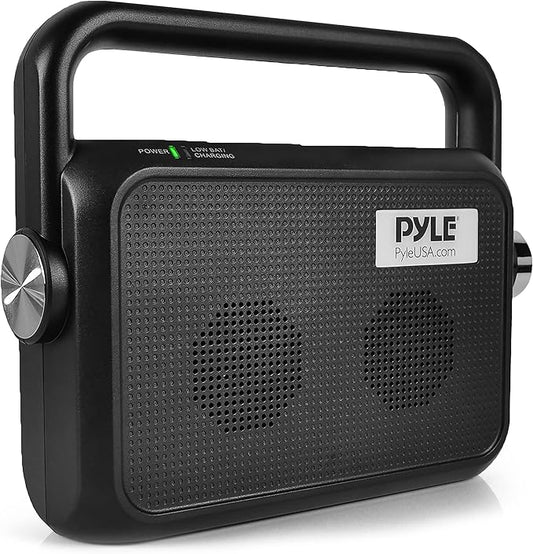 Pyle Wireless Portable Speaker Soundbox – 2.4GHz Full Range Stereo Sound with Headset Jack – TV, MP3, iPod, Analog Cable – Voice Enhancing Audio Hearing Assistance – PTVSP18BK