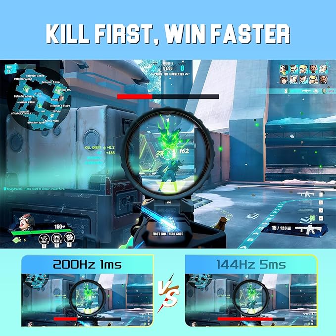 SANSUI 27 inch WQHD 200Hz 180Hz Gaming Monitor 2560×1440P-AMD FreeSync 1ms DCI-P3 95% Fast IPS Computer Monitor,Height Adjustable Vertical/Horizontal Rotating, 2×DisplayPort/HDMI 丨HDR丨Low Motion Blur