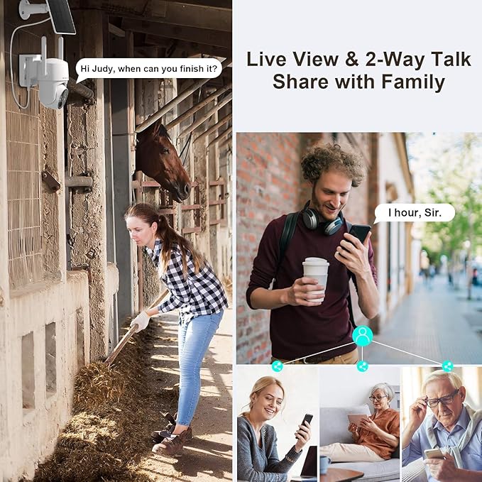 4G LTE Cellular Security Camera No Internet Needed, Solar No wifi Security Camera Outdoor Wireless With SIM Card Jobsite, 2K Color Night Version, 360 Live View, Motion Detection, 2-Way Audio