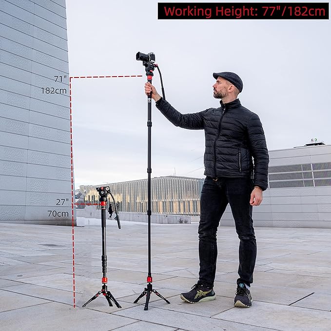 IFOOTAGE Cobra 3 A180T,Camera Monopod with Tripod Base,Aluminum Professional Video Monopod,Suitable for SLR Cameras and Camcorders(71")
