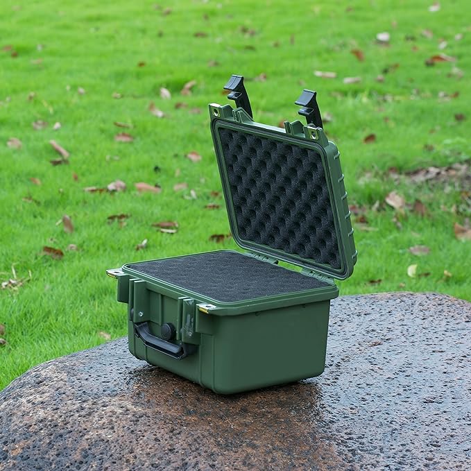 MEIJIA Portable All Weather IP67 Waterproof Camera Case,hard case with Customizable Fit Foam,Fit Use of Drones,Camera,Equipments,10.62 x9.68x6.87inches(Green)