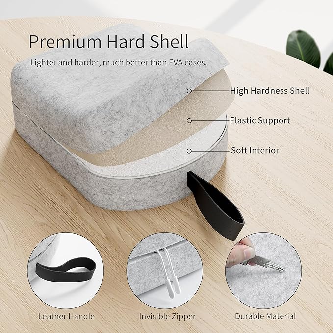 iofeiwak Rugged Armor Carrying Case for Vision Pro - Compact & Premium Hard Shell Travel Case - Beige