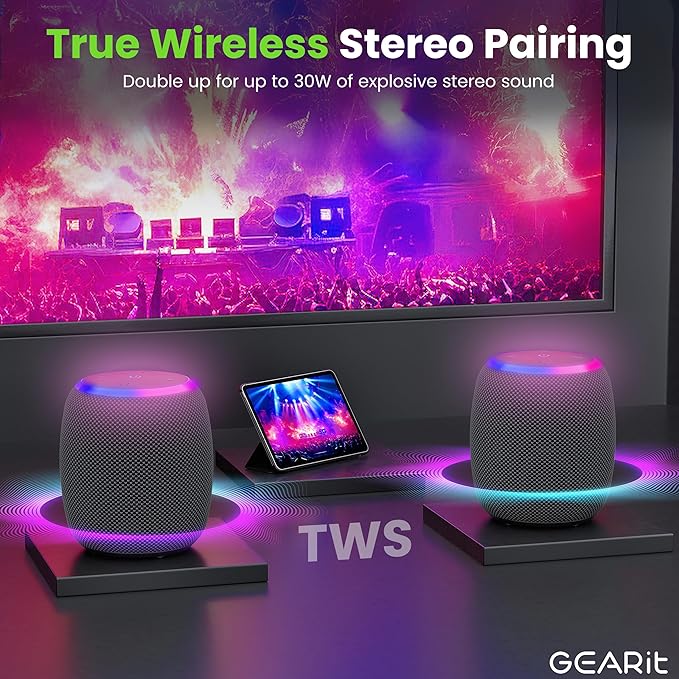 GEARit Portable Bluetooth Speaker Wireless with 15W Loud Sound - IPX6 Water-Resistant Speakers - Fast Connect 5.3 Bluetooth, AUX, and TWS Pairing - Perfect for Gift/Home/Outdoor/Party
