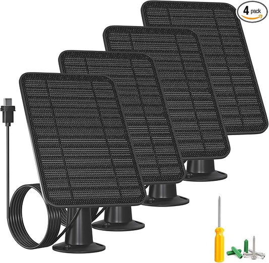 5W Solar Panel for Blink Camera Outdoor, Solar Panel Charger with Battery Compatible with New Blink Outdoor 4 (4th Gen) Camera, with 13.1ft Cable, IP65 Weatherproof, Includes Secure Wall Mount, 4 Pack