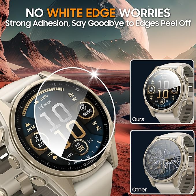 4 Pack Compatible with Garmin Fenix 8 43mm Screen Protector Tempered Glass,for Garmin Fenix 8 43mm Screen Protector Precise Fit,9H Hardness Scratch Resistance