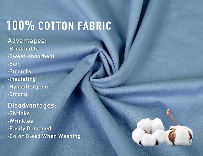 Sunflower Body Pillowcase 100% Cotton Long Pillow Cover/Case Envelope Closure 1 Pack, 21×54 inches Copen Blue, Soft and Breathable