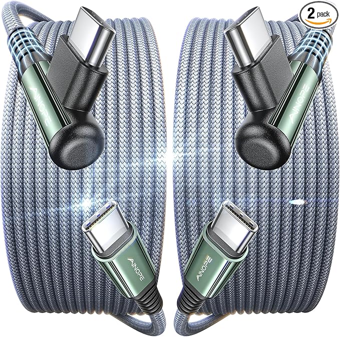 AINOPE USB C to USB C Cable 10FT 2Pack 60W Type C Cable Righe Angle for iPhone 16 Pro Max Charger Fast Charging Long Charger Cord Cable 10FT Compatible with iPhone 16 MacBook iPad Pro Airpods Pixel