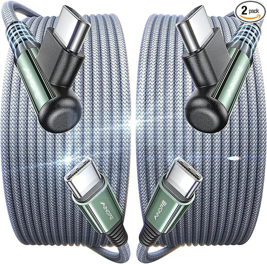 AINOPE USB C to USB C Cable 10FT 2Pack 60W Type C Cable Righe Angle for iPhone 16 Pro Max Charger Fast Charging Long Charger Cord Cable 10FT Compatible with iPhone 16 MacBook iPad Pro Airpods Pixel