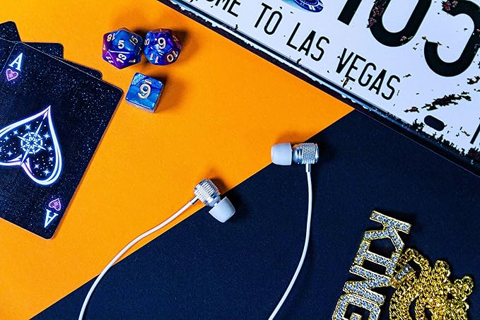 LUDOS Ultra Wired Earbuds in-Ear Headphones, 5 Years Warranty, Earphones with Microphone, Noise Isolating Ear Buds, Memory Foam for iPhone, Samsung, School Students, Kids, Women, Small Ears - White