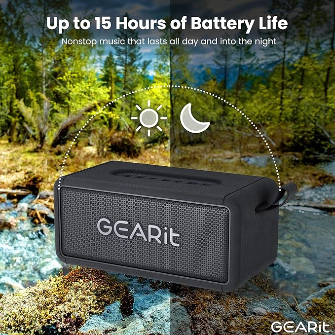 GEARit Portable Bluetooth Wireless Speakers - IPX6 Waterproof Speakers - 40W Loud Wireless Outdoor Speaker - AUX & TWS Pairing - Perfect for Gift, Home, Vacation