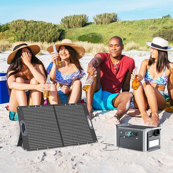 Solar Generator 1600W with 100W Solar Panel - 1024Wh Portable Power Station 1000W AC Output Fast Charging 0-80% in 1Hr for RV Camping Off-grid Living