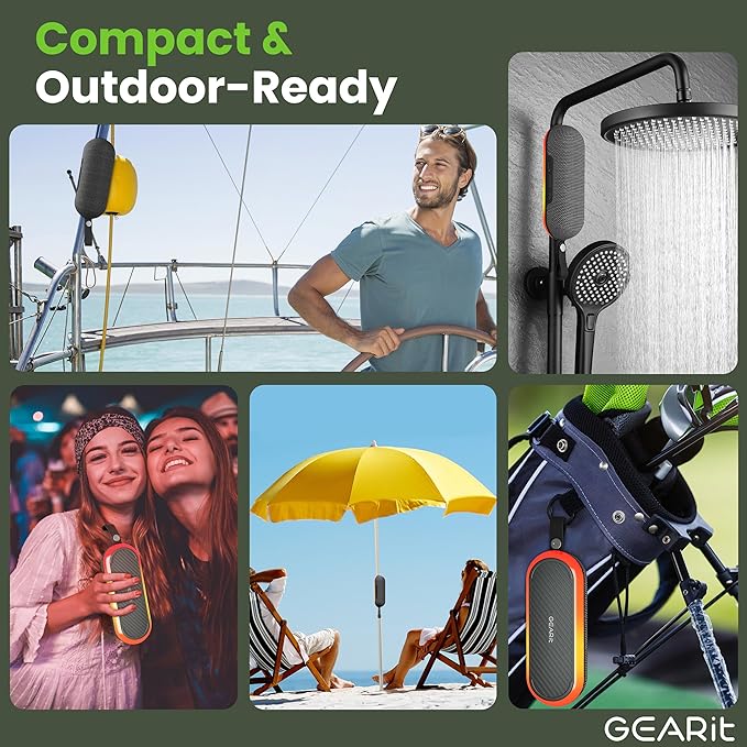 GEARit SoundBrick Wireless Golf Speaker w/ 16W Audio Power - IPX6 Waterproof Bluetooth Speaker - RGB Lights & TWS Pairing - Magnetic Outdoor, Indoor Speakers Bluetooth