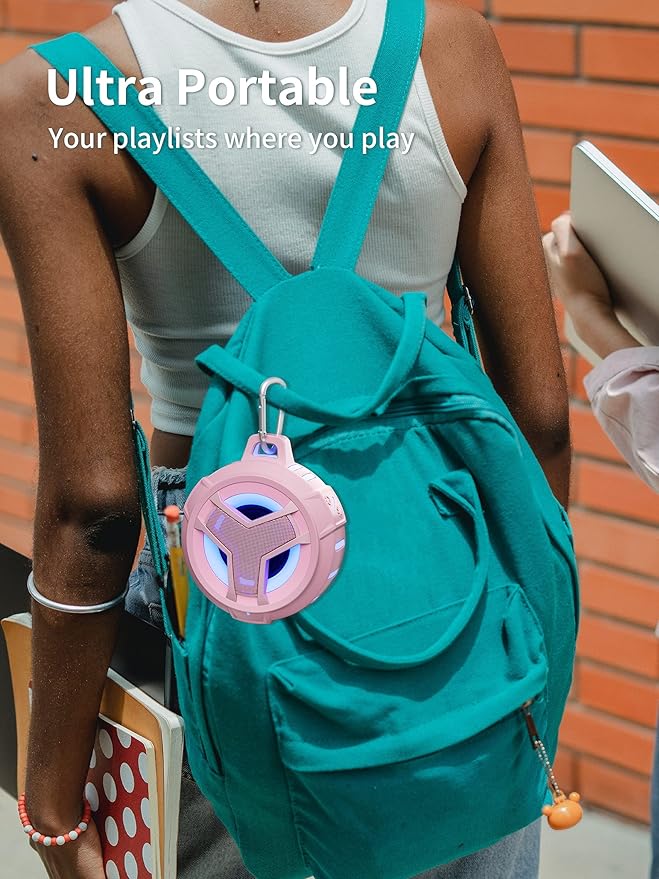 EBODA Bluetooth Shower Speaker, IP67 Waterproof Portable Wireless Small Speakers, Floating, 24H Playtime for Home, Beach, Pool, Kayak, Hiking, Boat Accessories, Gifts for Women, Girls - Pink