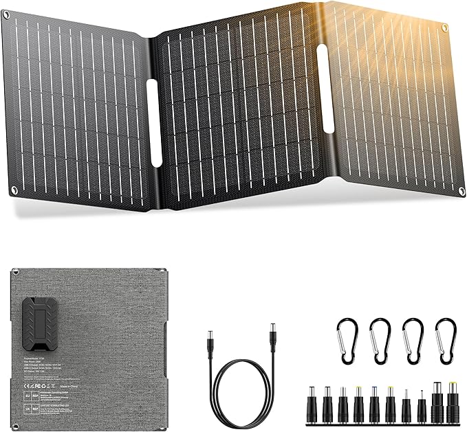 Portable Solar Panel Charger 30W, Foldable Solar Panel Kit with DC/USB C/USB A Output for Power Bank Station Phone Tablet, High Efficiency Waterproof Solar Panel for Camping RV Van Backpacking