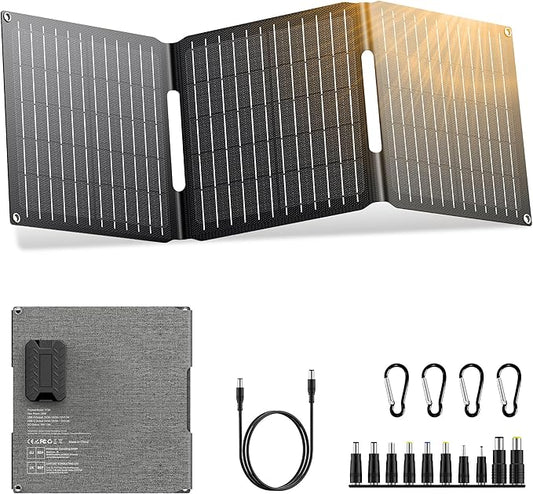 Portable Solar Panel Charger 30W, Foldable Solar Panel Kit with DC/USB C/USB A Output for Power Bank Station Phone Tablet, High Efficiency Waterproof Solar Panel for Camping RV Van Backpacking