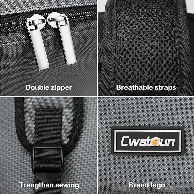 Cwatcun Camera Backpack Professional Camera Bag for Sony Canon Nikon SLR DSLR Mirrorless Camera and Lens Waterproof Camera Case with 14" Laptop Compartment, Tripod Strap Accessories (Ⅱ Small Grey)