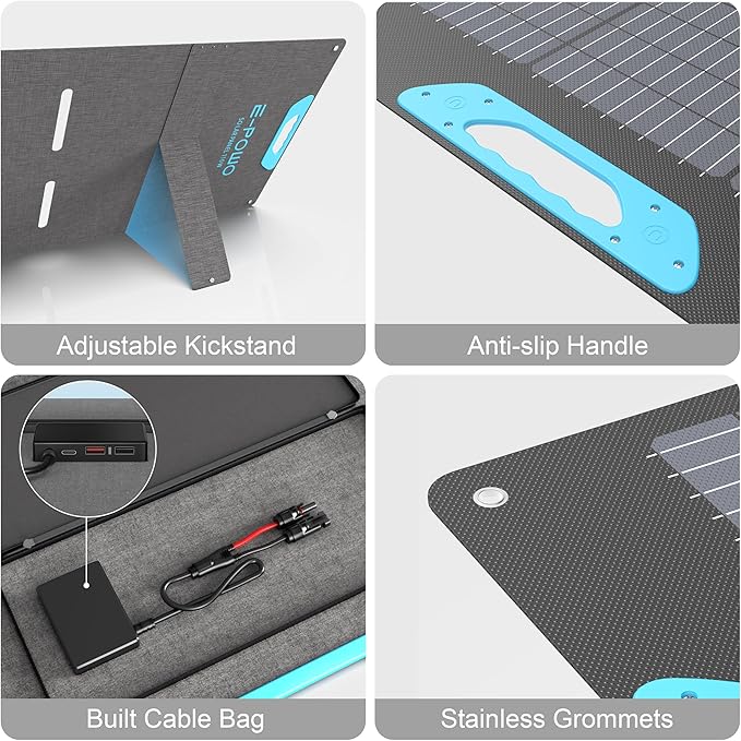 400W Portable Solar Panel for Power Station, 23.5% High Efficiency ETFE Foldable Solar Panels Charger, Fast Installation with Kickstands, IP67 Waterproof for RV, Outdoor Camping, Off Grid Blackouts