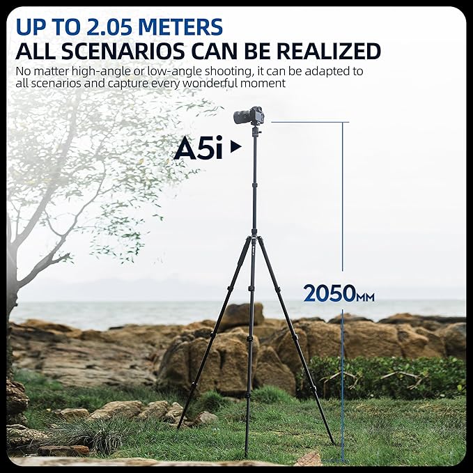 Fotopro Camera Tripod, Foldable Aluminum Tripod/Monopod, 360°Ball Head Detachable with Quick Release Plate, Lightweight Tripod for Camera, Phone, A4I A5I (Grey, 80'' Video)