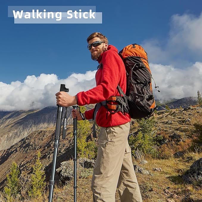 Manbily A-666L Camera Monopod - 32mm Aluminum Tube With Walking Stick Handle for DSLR Cameras Canon Sony Nikon - 69" Travel Monopod, 33 lbs/15kg Payload