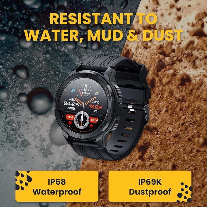 Rugged Smart Watch for Men, Foreman Smartwatch, Waterproof Digital Watch for The Toughest Jobs, with Fitness Trackers, Heart Rate Monitor, IP68, Pedometer, Workout Modes and More