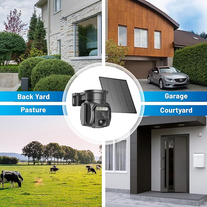 KKB 4G LTE Cellular Security Cameras Wireless Outdoor, No WiFi Solar Security Camera, 2K HD Cam Color Night Vision, 2-Way Audio, 355° Live View, PIR Motion Sensor (SIM Card Included)