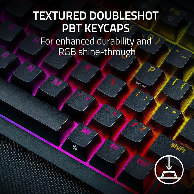 Razer BlackWidow V4 Pro 75% Wireless Gaming Keyboard: OLED Display - True 4K Hz Wireless - Bluetooth - Hot Swappable - Orange Tactile Switches - Command Dial - Snap Tap - Chroma RGB - Wrist Rest