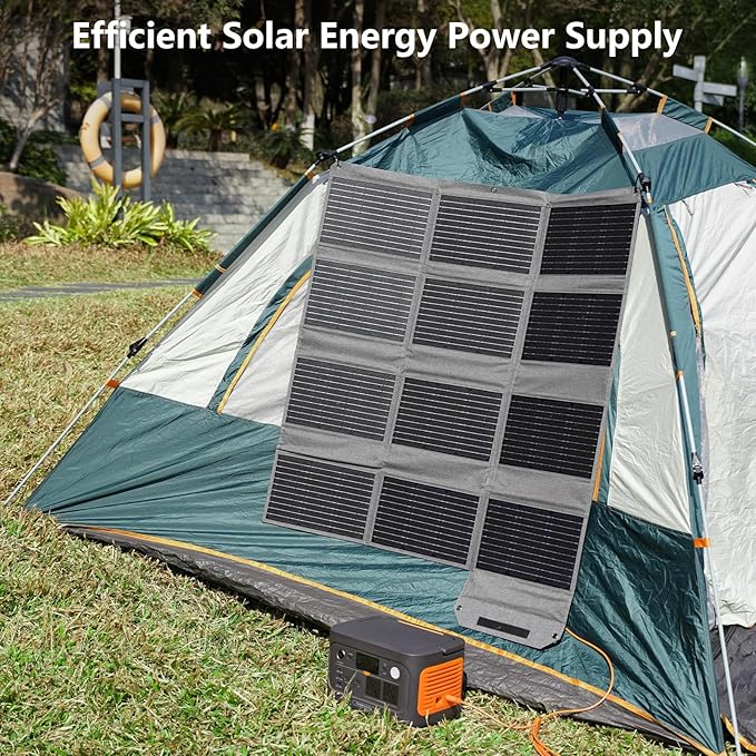 120W Foldable Solar Panel, 23% High-Efficiency Portable Charger with USB-C/2xUSB-A/DC Outputs, ETFE Monocrystalline IP65 Waterproof for RV Power Stations Camping Off-Grid Living Backpacking