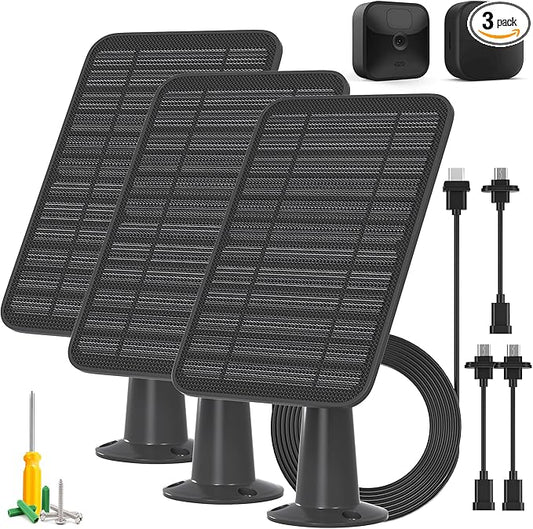 5W Solar Panel Compatible with Blink Outdoor 4(4th Gen)/Blink Outdoor(3rd Gen) XT3 & Blink XT2/XT Camera, Blink Solar Panel Charger with 13.1ft Cable Rubber Plug, IP65 Waterproof, Secure Mount, 3 Pack