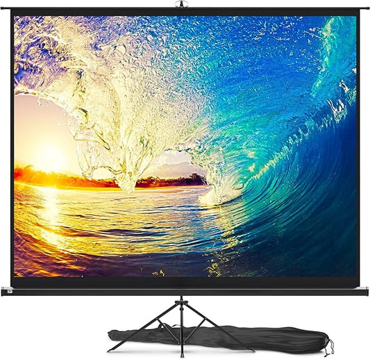 PropVue Projector Screen with Stand 120 inch - Indoor and Outdoor Projection Screen for Movie or Office Presentation - 4:3 HD Premium Wrinkle-Free Tripod Screen