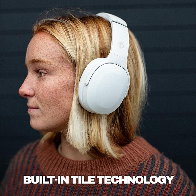 Skullcandy Crusher Evo Wireless Bluetooth Headphones with Extra USB-C Charging Cable, Multi-Sensory Bass, Noise Isolating Over-Ear Fit, 40 Hours Battery, Microphone for iPhone Android - Bone