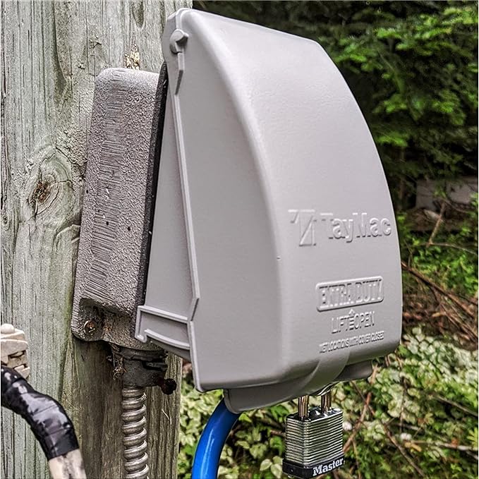 TayMac MX4280S 1-Gang Extra Duty In-Use Cover, Weatherproof Metal Low Profile 8-in-1, 3.5 in. Deep, Vertical, Gray