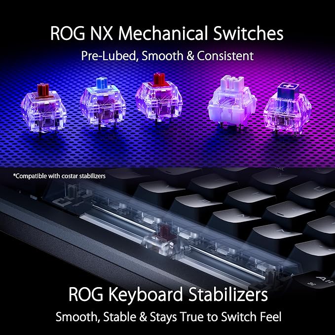 ASUS ROG Azoth Wireless Mechanical Gaming Keyboard – 75% TKL, Tri-Mode Connectivity, Hot Swappable Pre-lubed ROG NX Snow Linear Switches, PBT Keycaps, RGB, OLED Display, PC/Mac Support - White