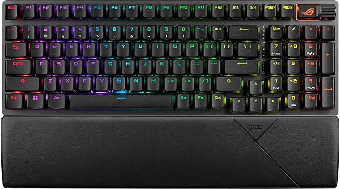 ASUS ROG Strix Scope II 96 Wireless Mechanical Gaming Keyboard – 96% Full-Size, Tri-Mode Connectivity, Hot Swappable Pre-lubed ROG NX Storm Clicky Switches, PBT Keycaps, RGB, PC/Mac Support - Black
