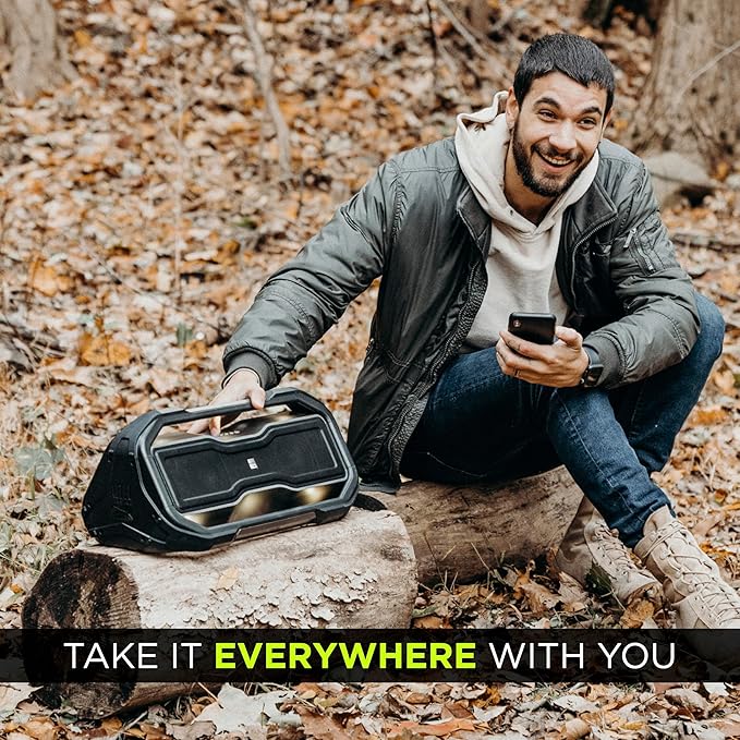 Altec Lansing ROCKBOX XL Wireless Bluetooth Speaker, Portable Waterproof Speaker with 20 Hour Playtime and 5 Illuminating LED Light Modes, Floating Wireless for Indoors and Outdoors