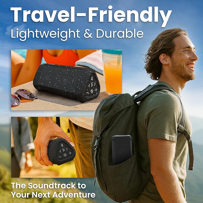 OontZ Ultra Bluetooth Speaker 5.4 | IPX7 Waterproof, 14W Enhanced Sound, 20-Hr Battery, 100ft Range, Deep Bass & Clear Audio, Durable Speaker for Pool, Beach, and Shower (Black)