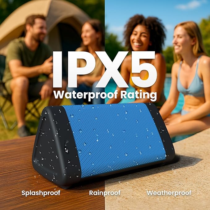 Upgraded Angle 3 Bluetooth Speaker - IPX5 Water-Resistant 5.0 Bluetooth Speaker with 100Ft Wireless Range and Powerful 10W Output by OontZ (Blue)