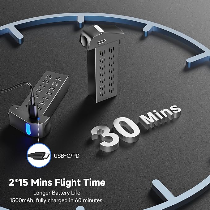 Drones with Camera for Adults 4K Brushless Motor Drone for Kids Beginners, FPV Foldable RC Quadcopter with Propeller Guards, 2 Batteries, 1500mAh, 130° Lens, WiFi, Voice Control, Gesture Photography, Gift Toys for Men Boys