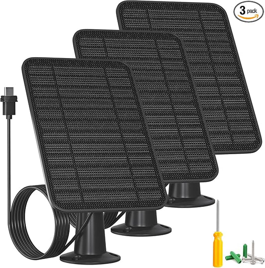 5W Solar Panel for Blink Camera Outdoor, Solar Panel Charger with Battery Compatible with New Blink Outdoor 4 (4th Gen) Camera, with 13.1ft Cable, IP65 Weatherproof, Includes Secure Wall Mount, 3 Pack
